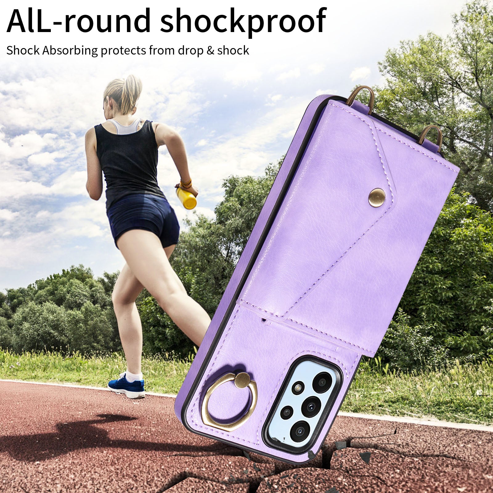 002 For Samsung Galaxy A23 4G A23 5G (Global Version) Back Cover Card Bag Ring Kickstand Litchi Texture Leather Coated TPU Phone Case with Shoulder Strap 002 For Samsung Galaxy A23 4G A23 5G (Global Version) Back Cover Card Bag Ring Kickstand Litchi Texture Leather Coated TPU Phone Case with Shoulder Strap